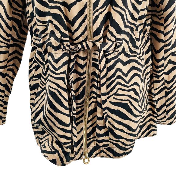 Dana Buchman Tan Animal Print Satin Tie Waist Jacket Women Sz M - Picture 6 of 12